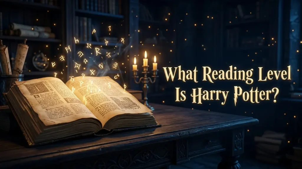 Stack of the Harry Potter book series, illustrating an article on their reading level